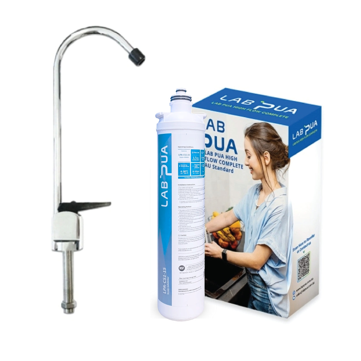 Lab Pua Water Filter Kit With Faucet LPA-CS5-15 15"