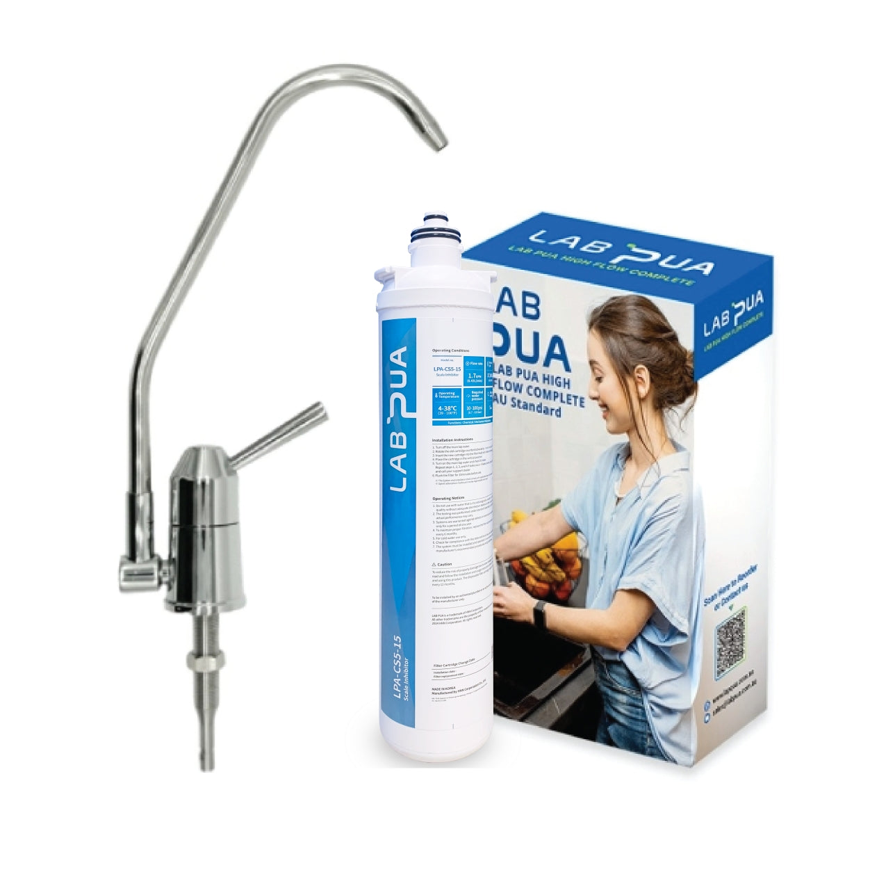 Lab Pua Water Filter Kit With Faucet LPA-CS1-15 15"