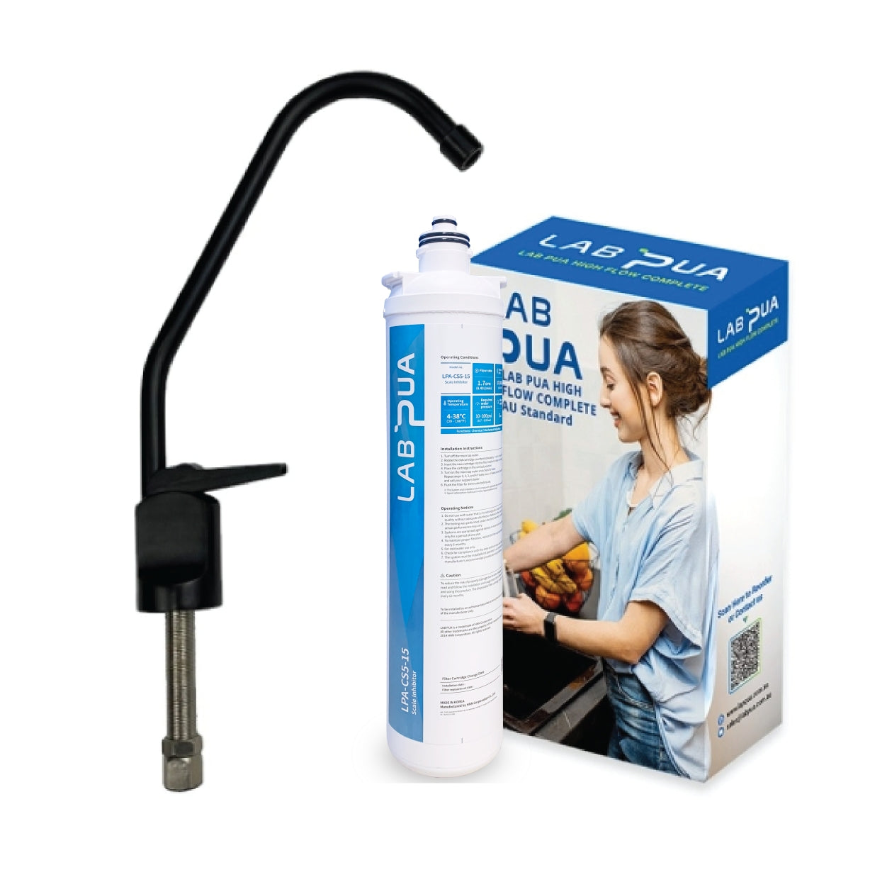 Lab Pua Water Filter Kit With Faucet LPA-CS1-15 15"