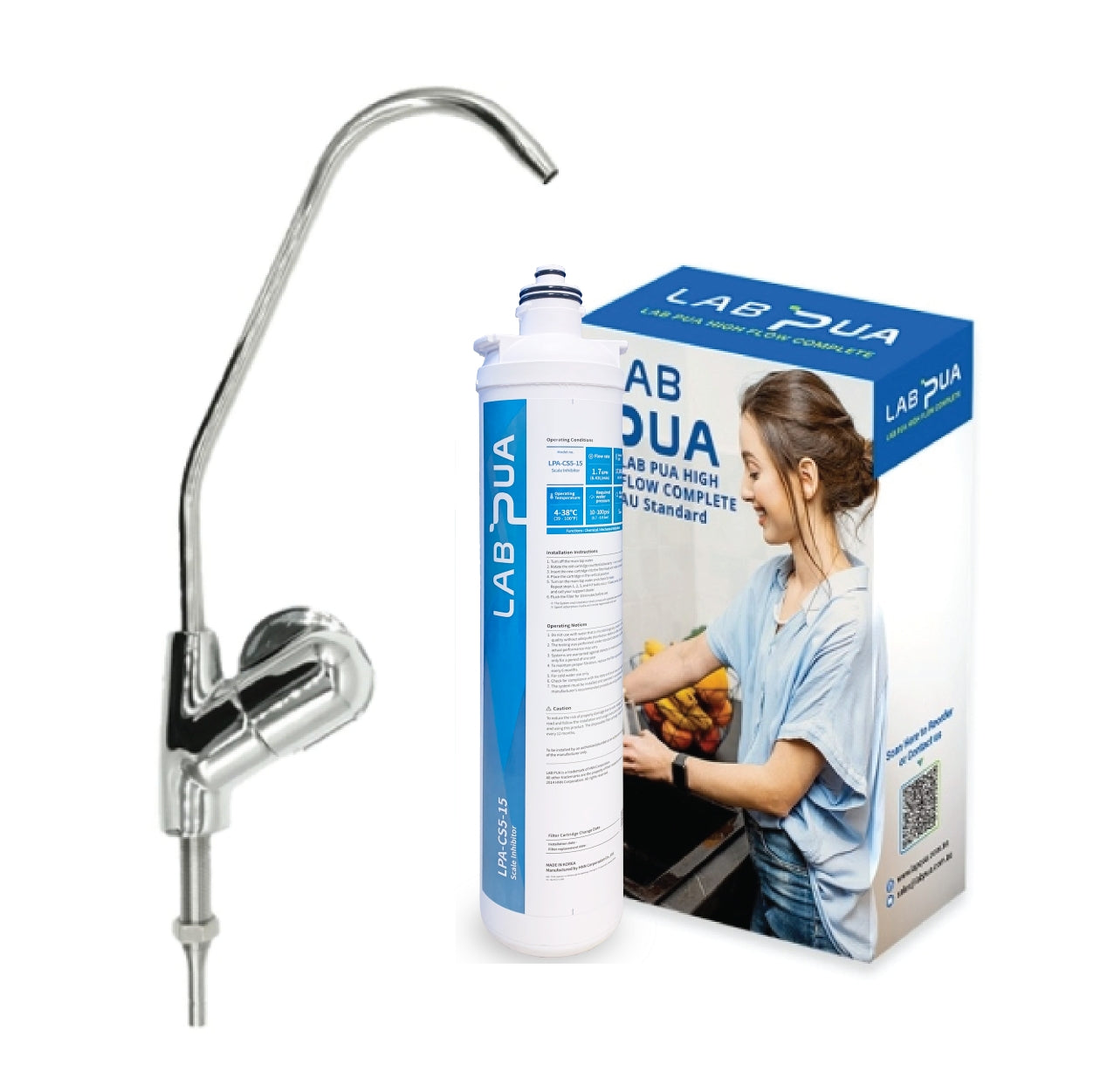 Lab Pua Water Filter Kit With Faucet LPA-CS1-15 15"