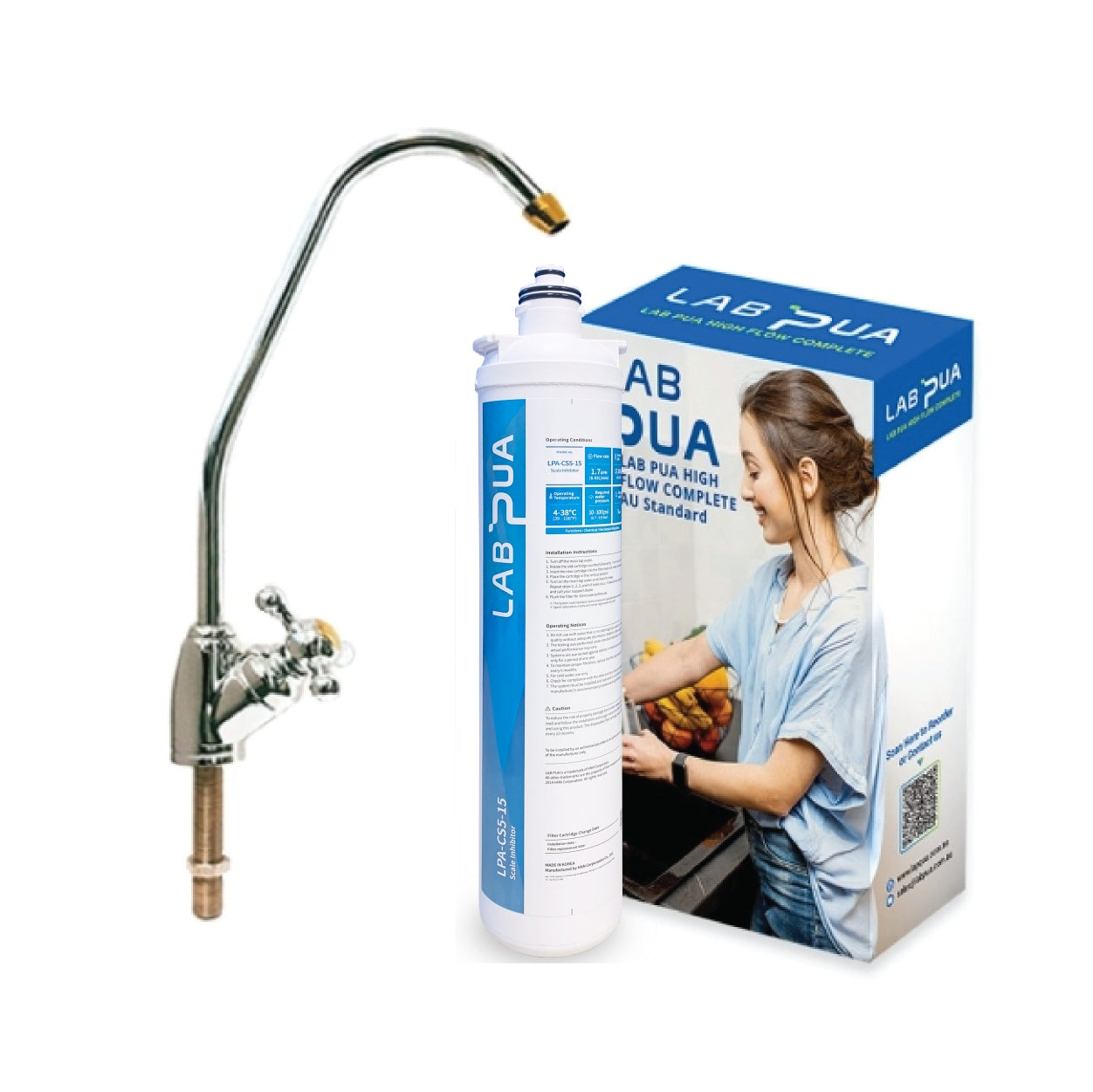 Lab Pua Water Filter Kit With Faucet LPA-CS1-15 15"