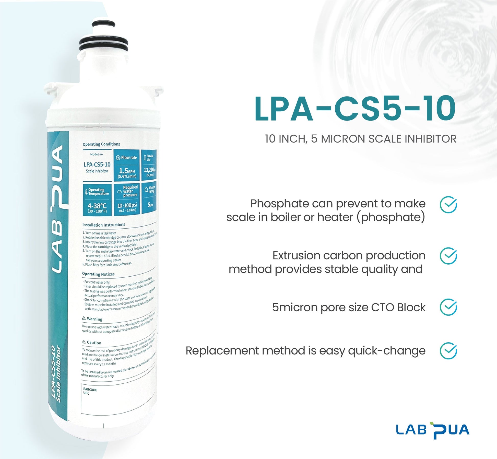 Lab Pua Residential Water Filter LPA-CS5-10