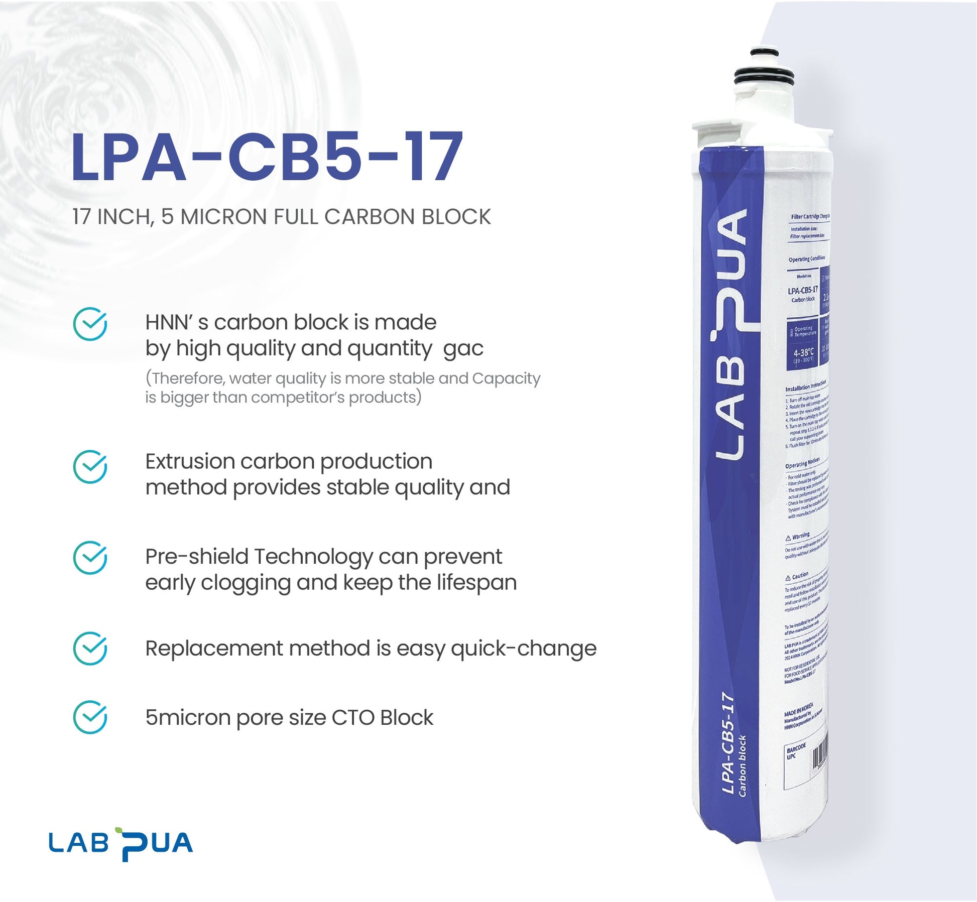 Lab Pua Residential High Flow Water Filter Kit 17 Inch Series