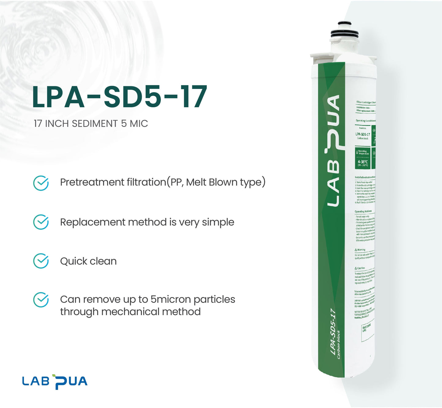 Lab Pua Water Filter Kit With Faucet LPA-SD5-17 17"