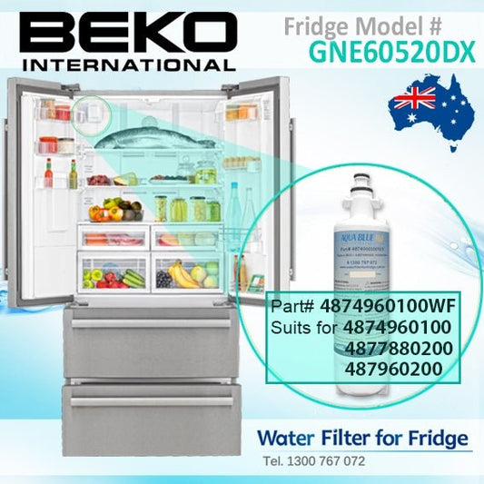4874960100 Replacement filter suits for Beko Fridge Model GNE60520DX - WATER FILTER DISTRIBUTORS