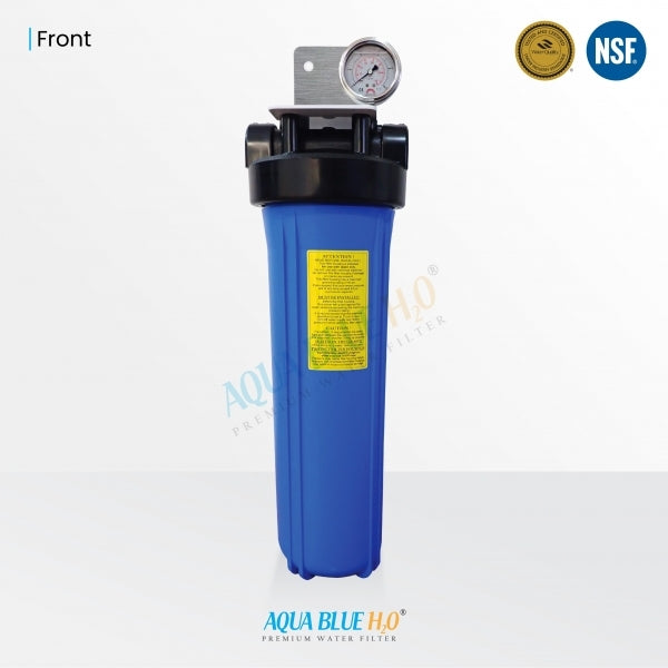 20 Inch Big Blue Whole House Water System With GAC Granular Activated Coconut Carbon 20" X 4.5" Refillable 2045 Silver GAC