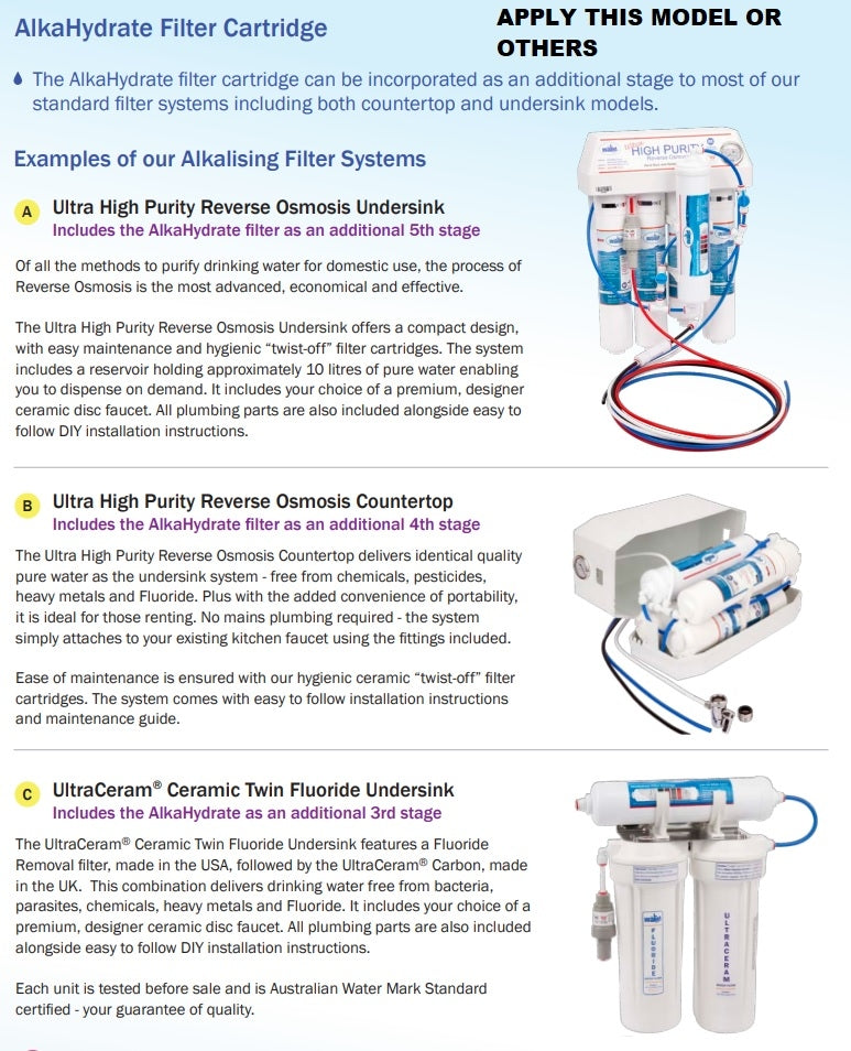 K Series Alkaline Water Filter Replacement Cartridge 10"