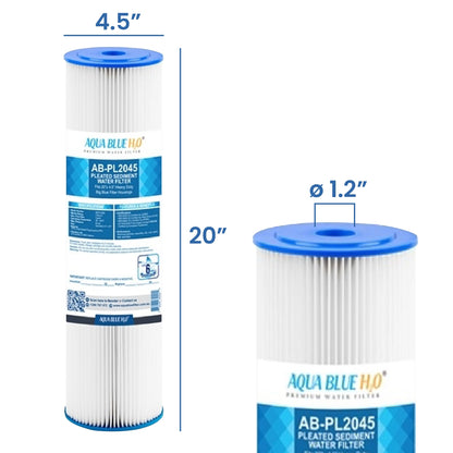 20" X 4.5" Big Blue Twin Water Filter Housing with CTO + Pleated Sediment