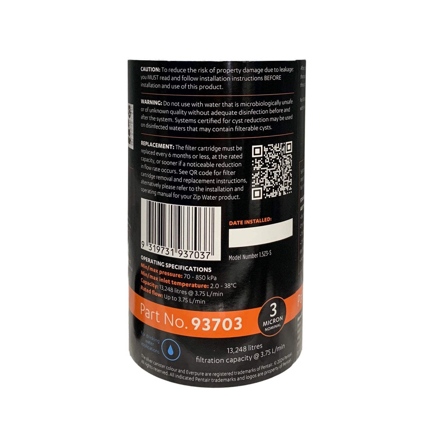 Zip 93703 Genuine MicroPurity Water Filter Cartridge with Zip 91295 Sparkling Replacement Cartridge