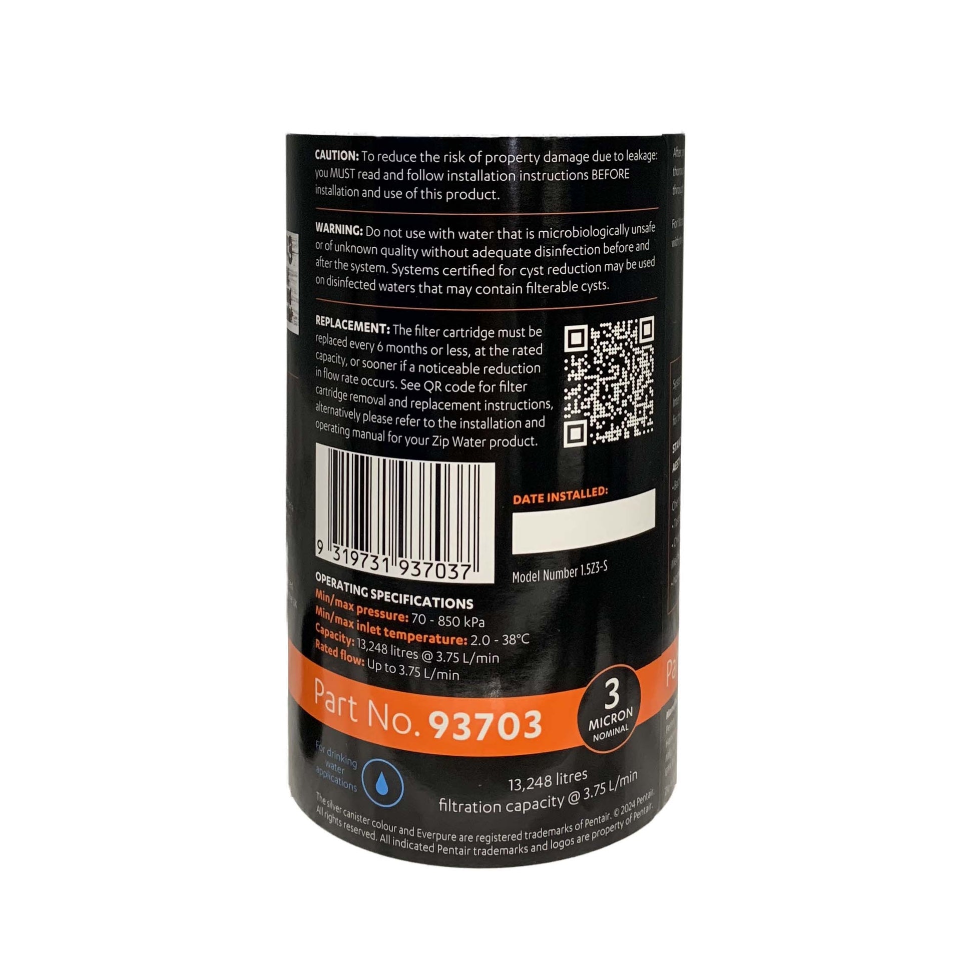 Zip 93703 Genuine MicroPurity Water Filter Cartridge with Zip 91295 Sparkling Replacement Cartridge