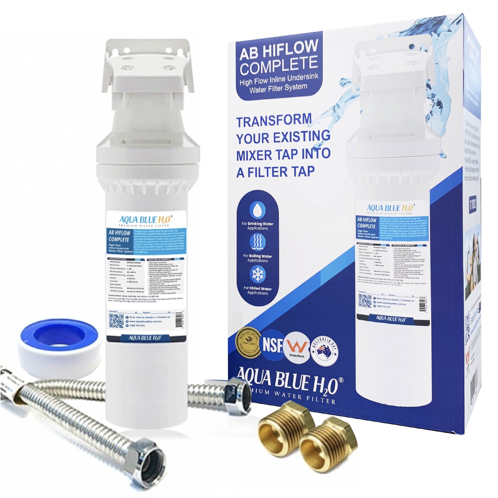 Aqua Blue H20  ABHIFLOW  Inline High Flow Water Filter System