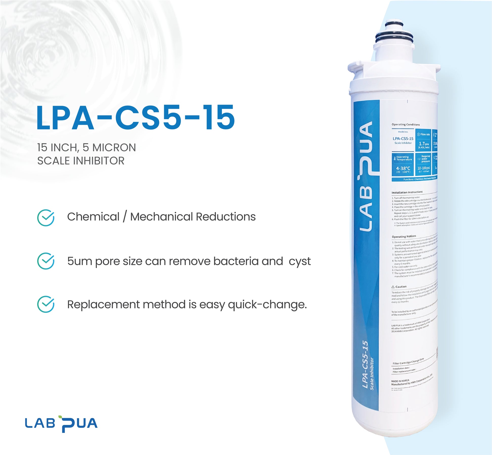 LPA CS5 15, 5mic carbon block with scale inhibitor with Devanti 45kg-60kg Ice Maker