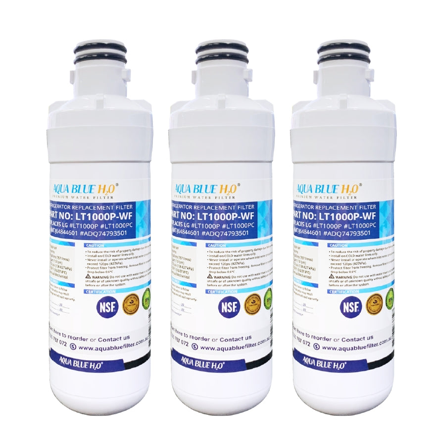 Aqua Blue LT1000P Fridge Water Filter, Compatible with LG LT1000P, LT1000PC, MDJ64844601, ADQ74793501