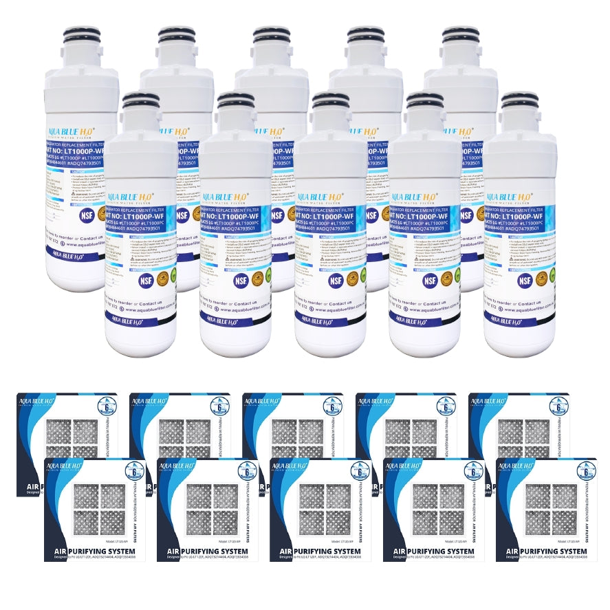 LG LT1000P, MDJ64844601, ADQ74793501 compatible water filter with LG LT120F ADQ73214404 replacing air filter
