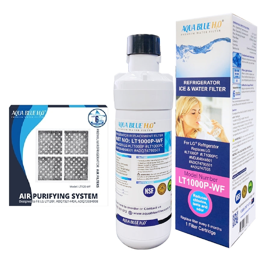 LG LT1000P, MDJ64844601, ADQ74793501 compatible water filter with LG LT120F ADQ73214404 replacing air filter