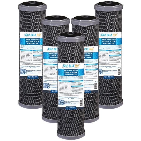 Silver Carbon Block Filter Cartridge Standard 2.5” x 10”, 5 Micron
