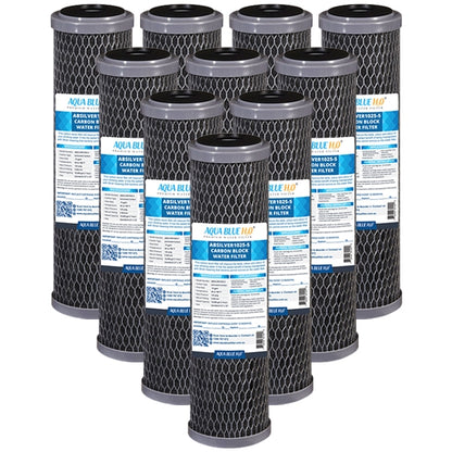 Silver Carbon Block Filter Cartridge Standard 2.5” x 10”, 5 Micron