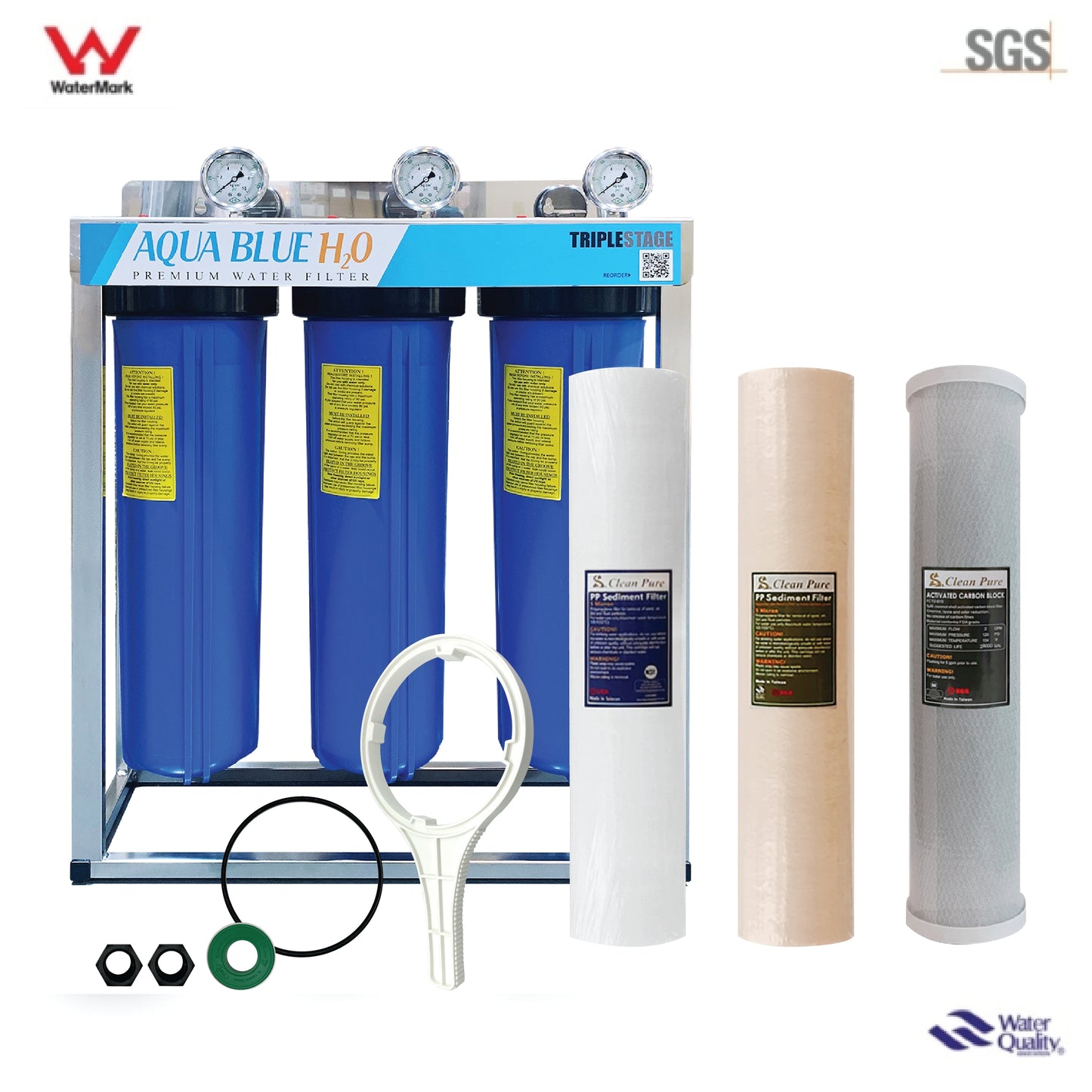 Whole House Water Filters with Cottage Green Cover Triple 99% eliminate bacteria