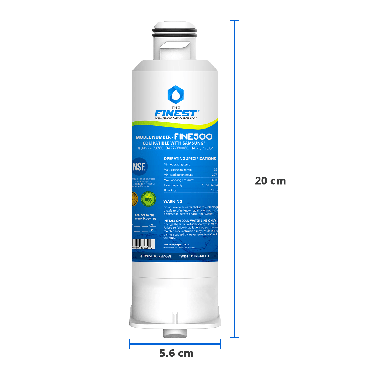 4x FINE500 DA97 - 17376B Samsung Compatible Replacement Water Filter - WATER FILTER DISTRIBUTORS