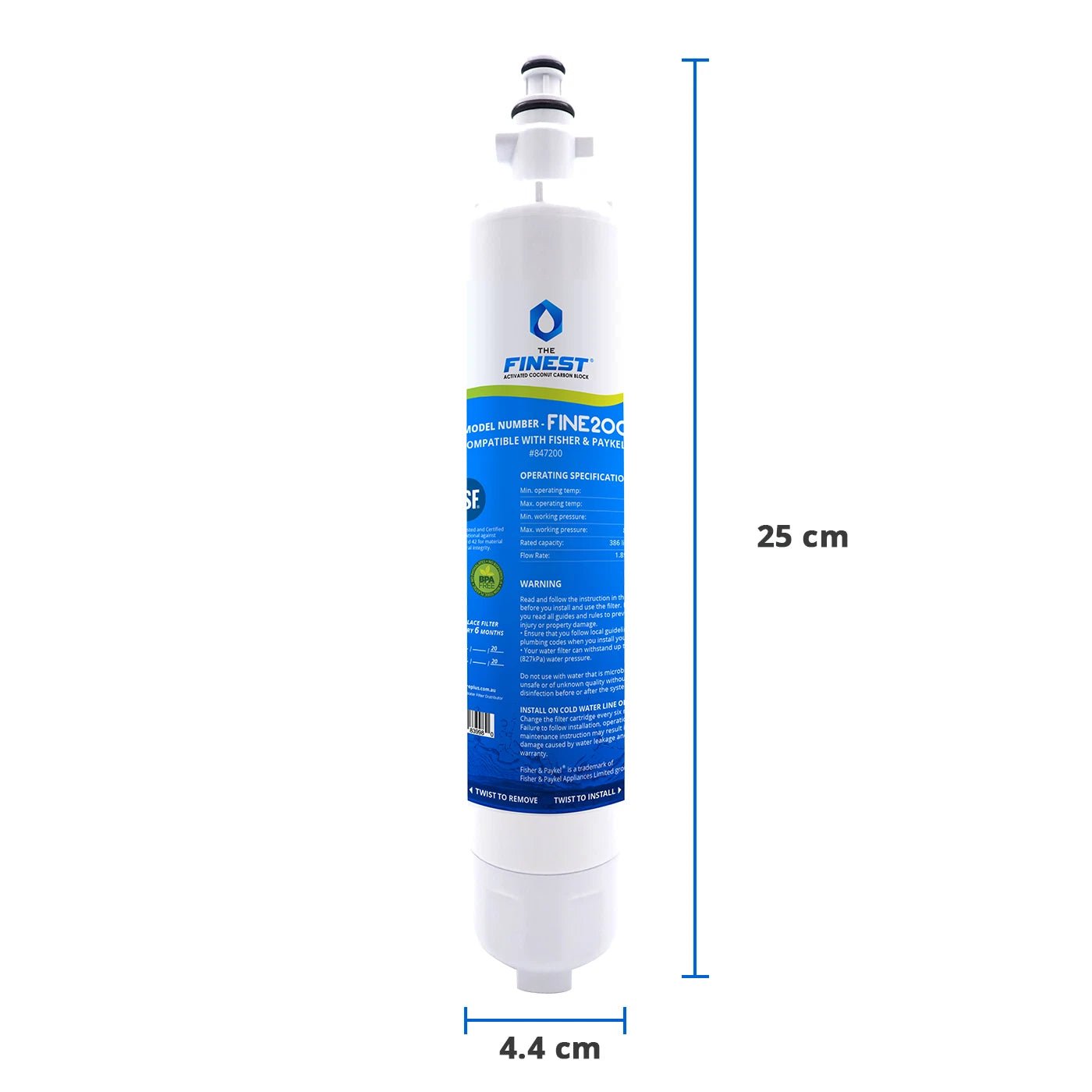 4x Fisher Paykel 847200 Fridge Water Filter Alternative 847200 - WF FWC3 - WATER FILTER DISTRIBUTORS