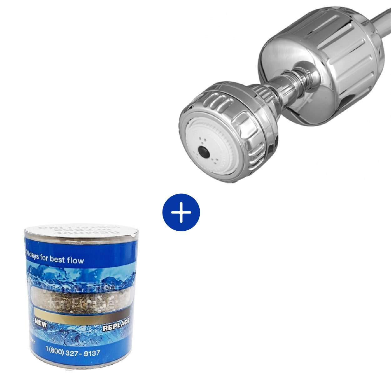 Sprite Brass Chrome Shower Filter & Chrome Shower Rose