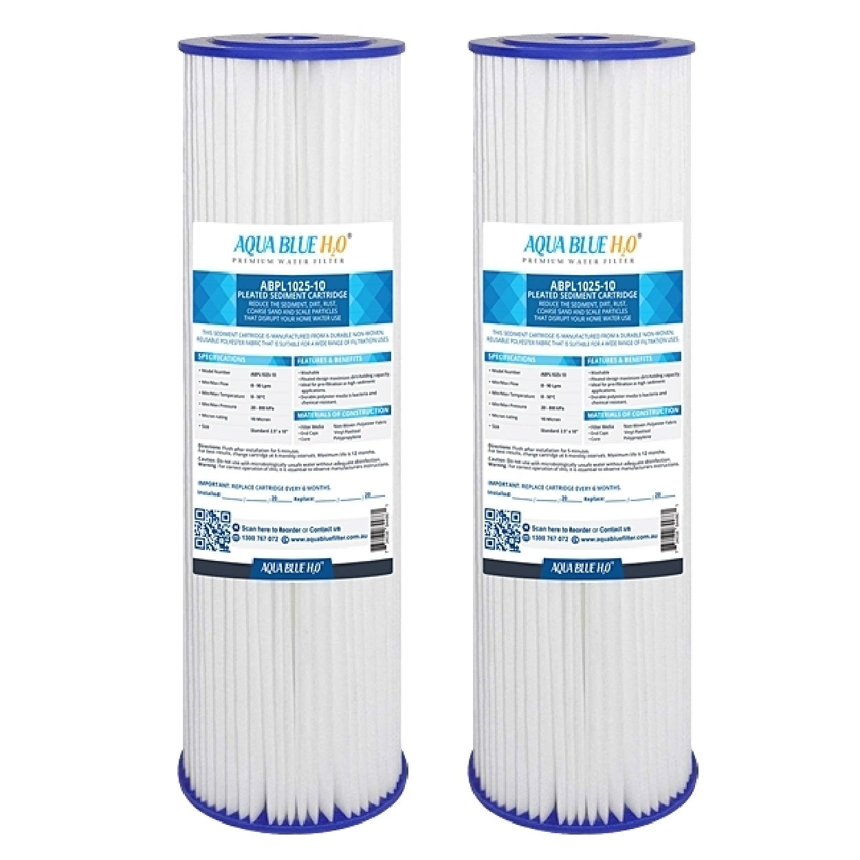 PURETEC 10" PLEATED SEDIMENT CARTRIDGE 20 MICRON WATER FILTER