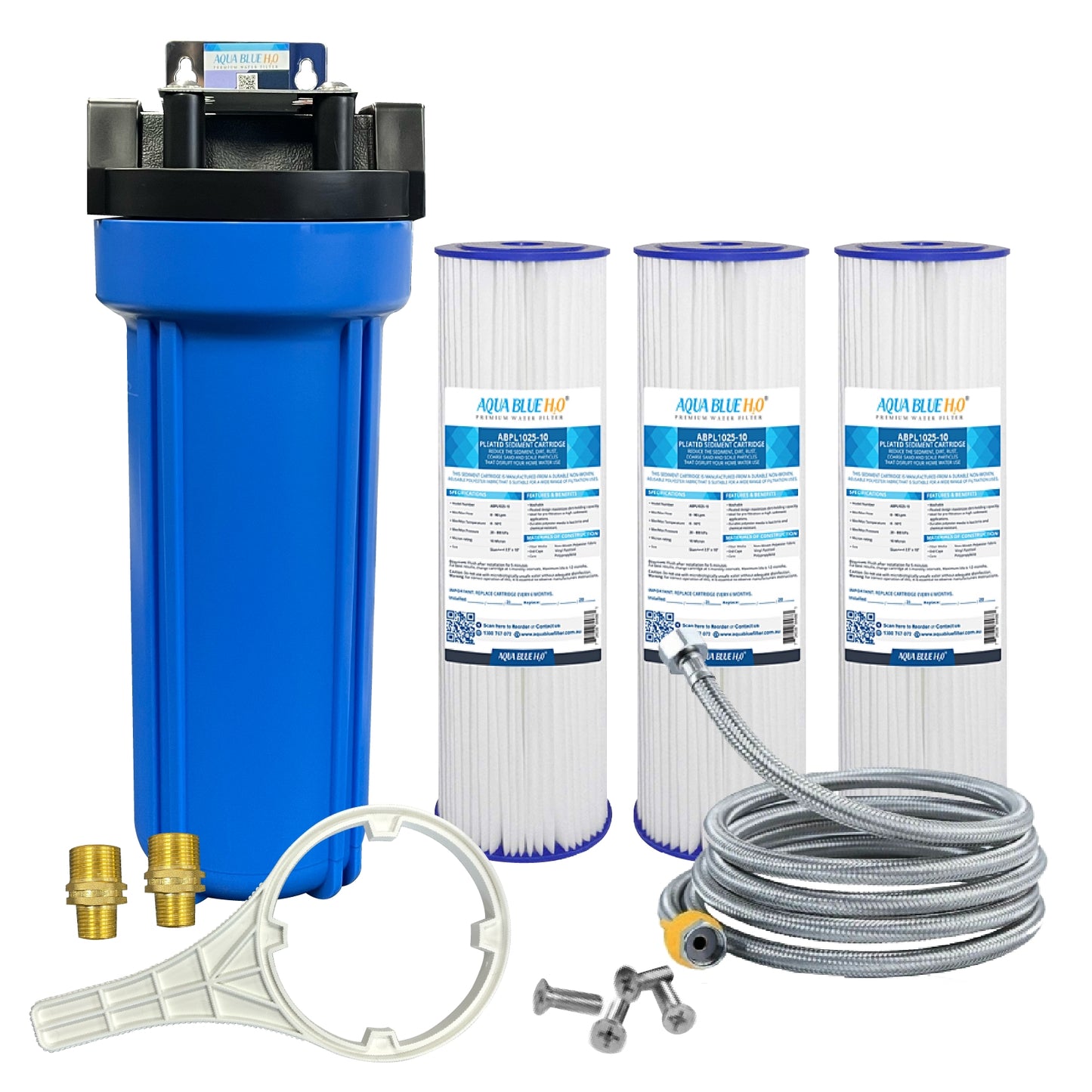 Single Water Filter System for Homes and Offices 10"X2.5" Washable Pleated Sediment Filter
