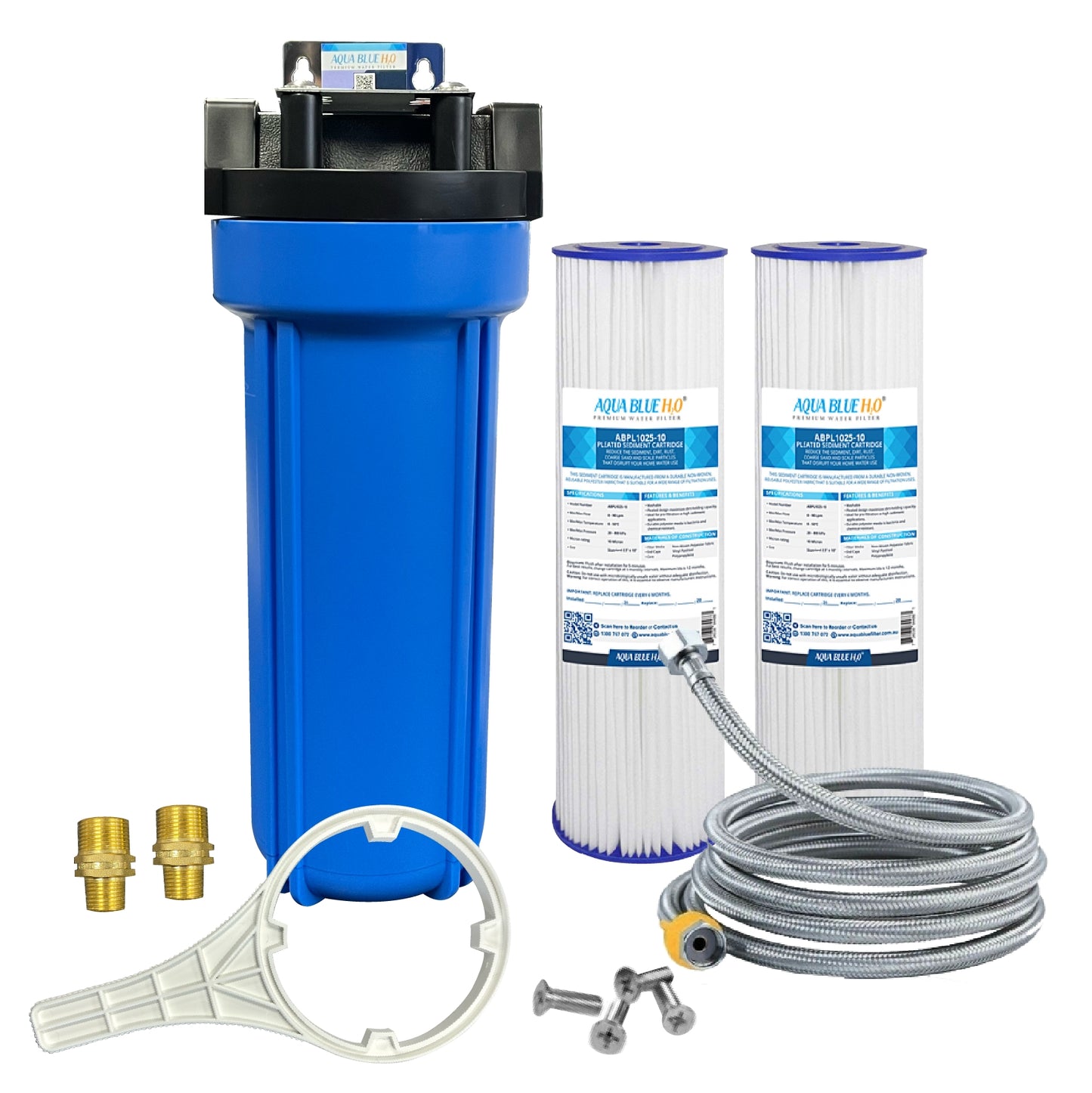 Single Water Filter System for Homes and Offices 10"X2.5" Washable Pleated Sediment Filter
