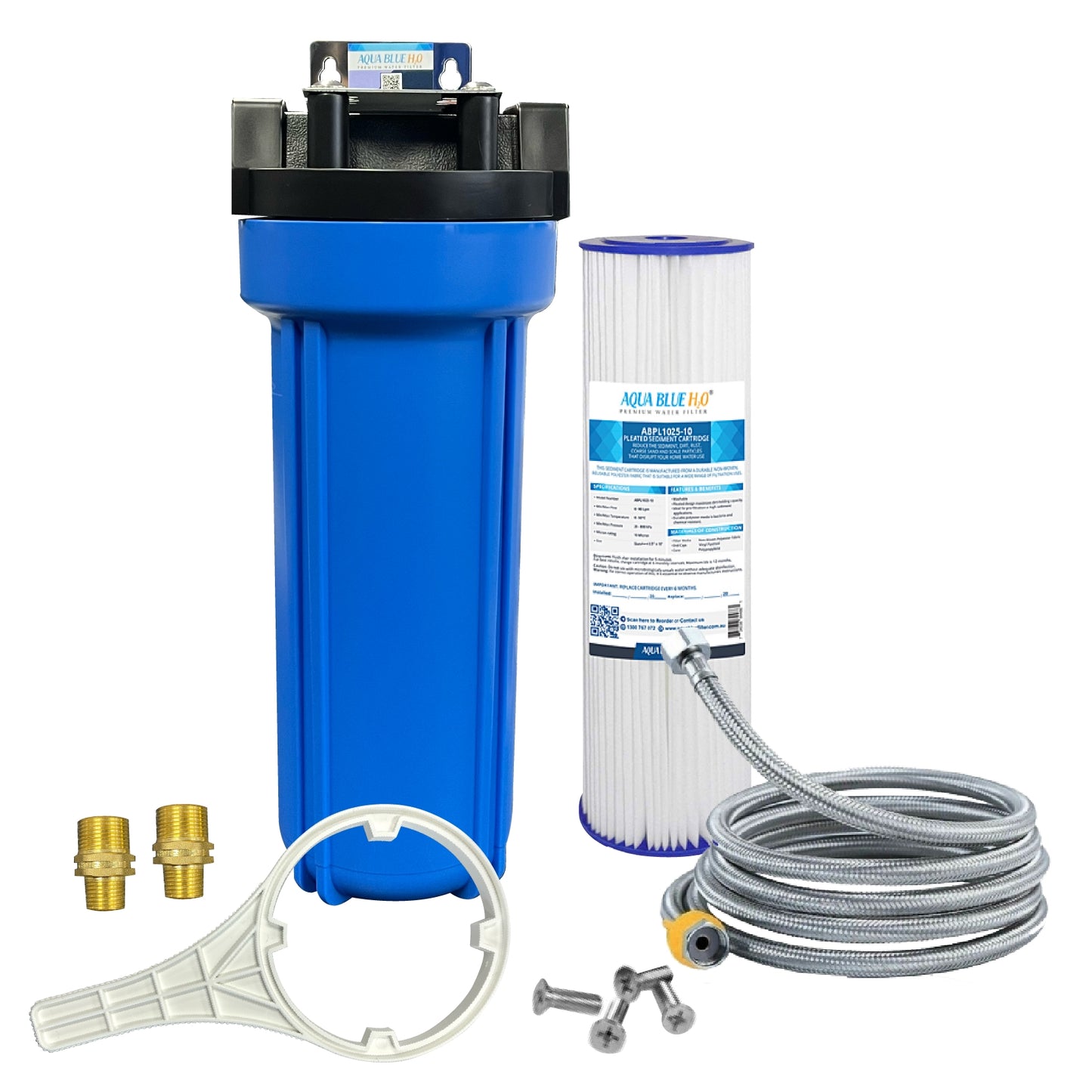 Single Water Filter System for Homes and Offices 10"X2.5" Washable Pleated Sediment Filter
