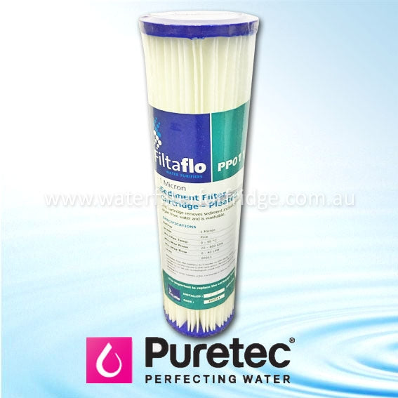 PURETEC 10" PLEATED SEDIMENT CARTRIDGE 20 MICRON WATER FILTER