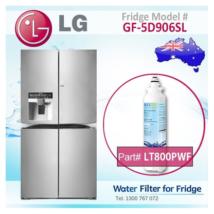 LG Replacement ADQ73613401, LT800P Fridge Filter by Aqua Blue H2O