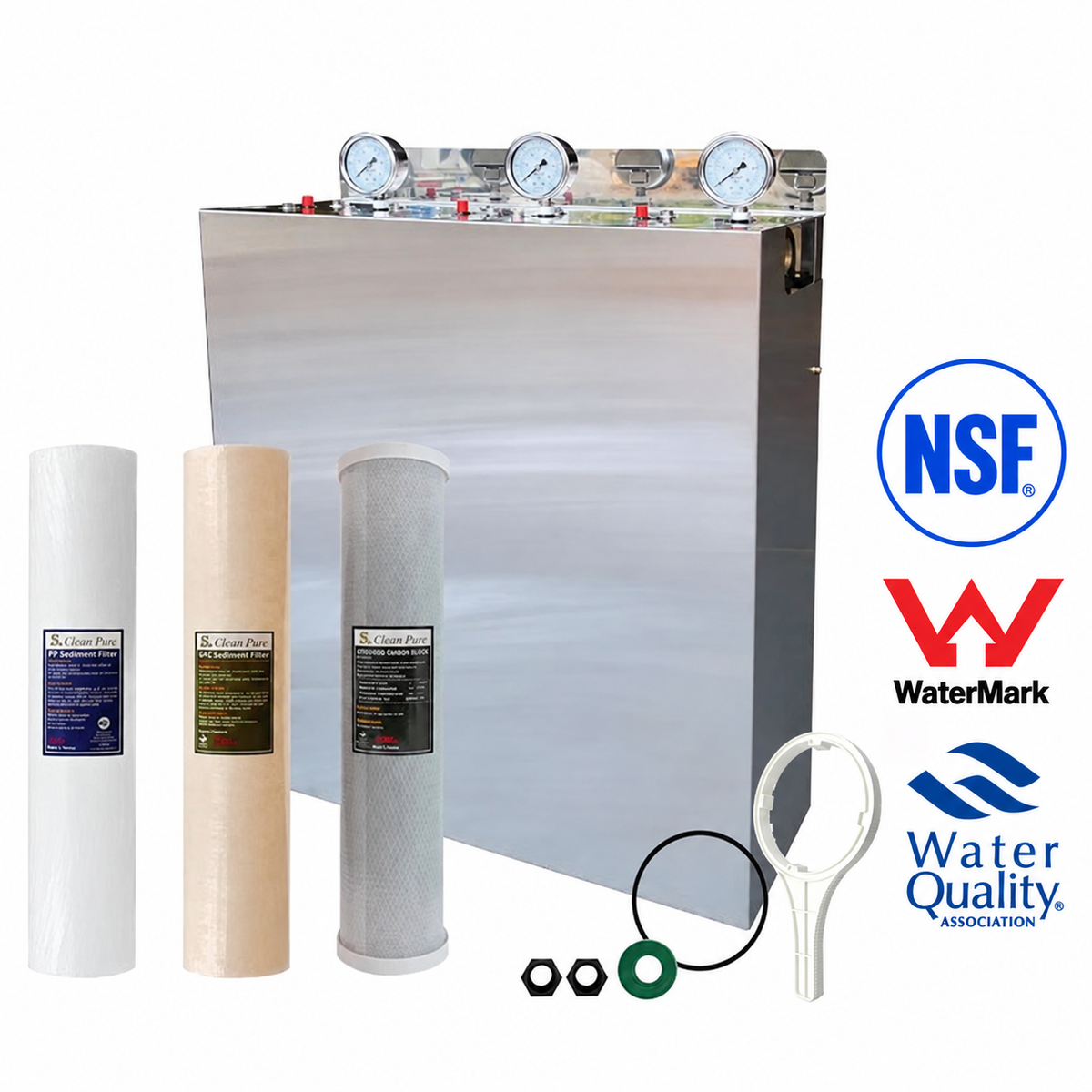 Wholehouse water system High Performance Triple Stage with Stainless Steel cover  Watermarked