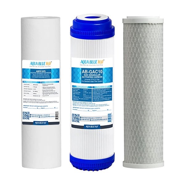 AB3STAGE Undersink 3stage filter set GAC SEDI , AND SILVER POLISHING CARBON BLOCK - WATER FILTER DISTRIBUTORS