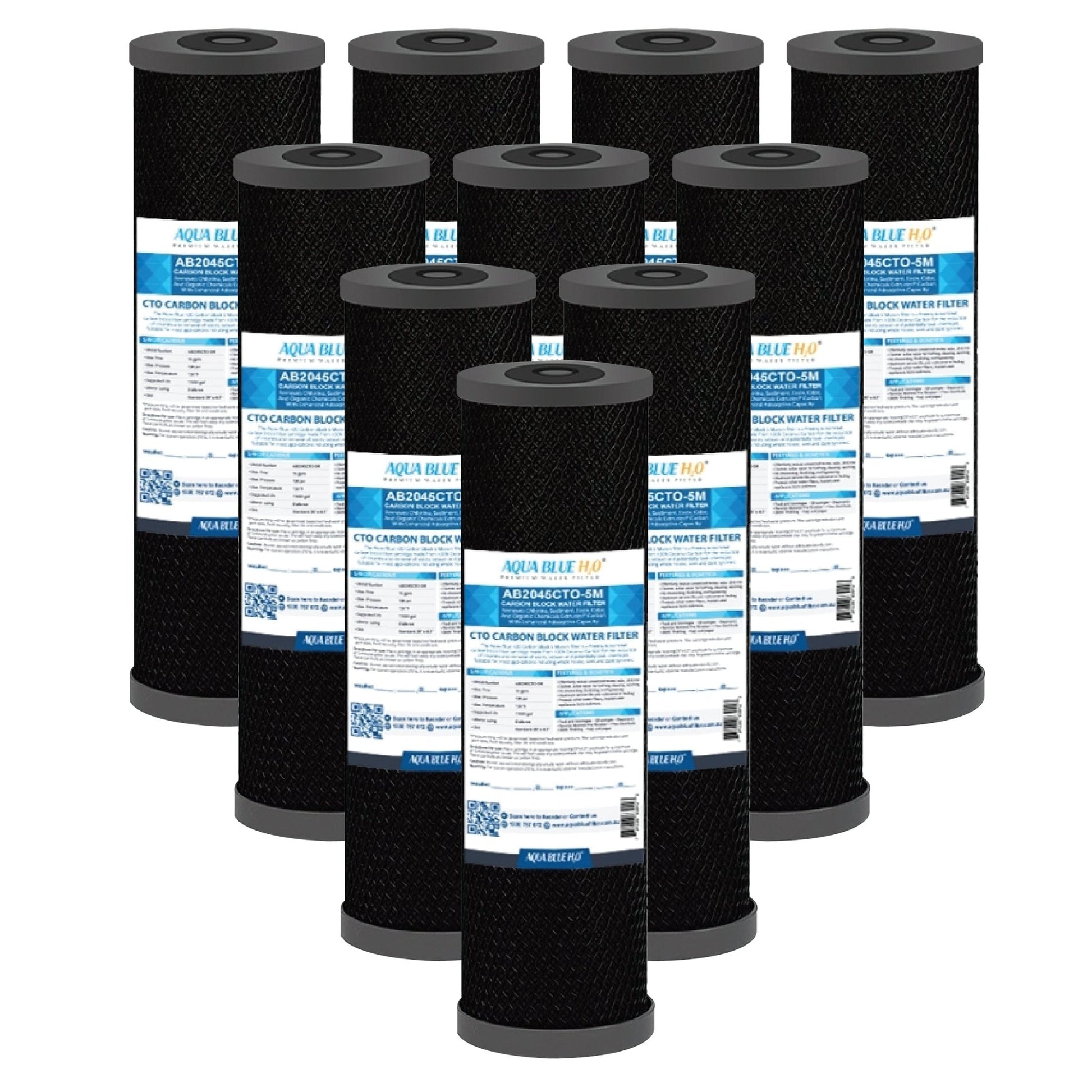 Aqua Blue 10" Carbon block filter - CTO Coconut Shell Carbon Block Filter - WATER FILTER DISTRIBUTORS