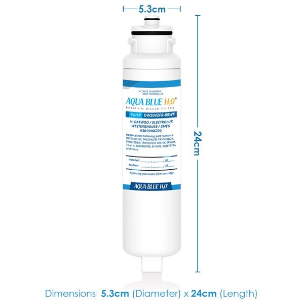 Aqua Blue DW2042FR - 09WF Fridge Filter Replacement Daewoo Smeg Westinghouse - WATER FILTER DISTRIBUTORS