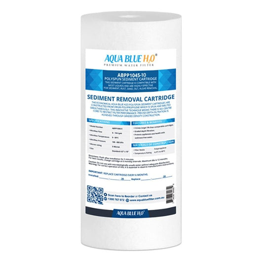 Aqua Blue H20 10x4.5 Polyspun polyproylene sediment cartridge 10Mic water filter - WATER FILTER DISTRIBUTORS