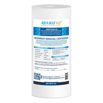 Aqua Blue H20 10x4.5 Polyspun polyproylene sediment cartridge 20Mic water filter - WATER FILTER DISTRIBUTORS