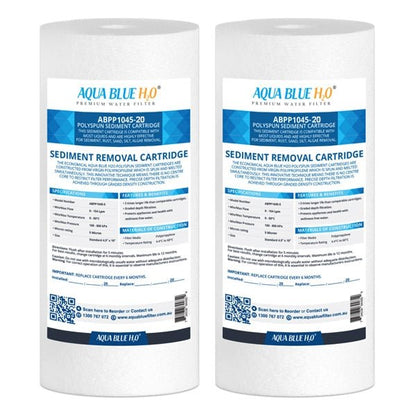 Aqua Blue H20 10x4.5 Polyspun polyproylene sediment cartridge 20Mic water filter - WATER FILTER DISTRIBUTORS