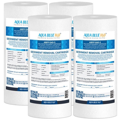 Aqua Blue H20 10x4.5 Polyspun polyproylene sediment cartridge 5Mic water filter - WATER FILTER DISTRIBUTORS