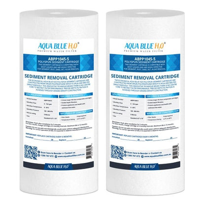 Aqua Blue H20 10x4.5 Polyspun polyproylene sediment cartridge 5Mic water filter - WATER FILTER DISTRIBUTORS