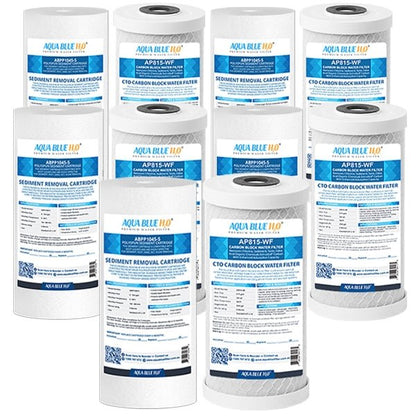 AQUA BLUE H20 Compatible with WH2 30 Replacement Water Filters Sediment PX05MP1, Carbon Block CB10MP1 - WATER FILTER DISTRIBUTORS