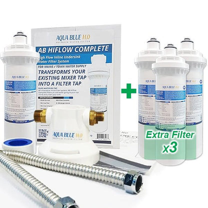 Aqua Blue H20 High Flow in - line - 4 Stage Water Filtration System Kit - WATER FILTER DISTRIBUTORS