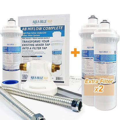 Aqua Blue H20 High Flow in - line - 4 Stage Water Filtration System Kit - WATER FILTER DISTRIBUTORS