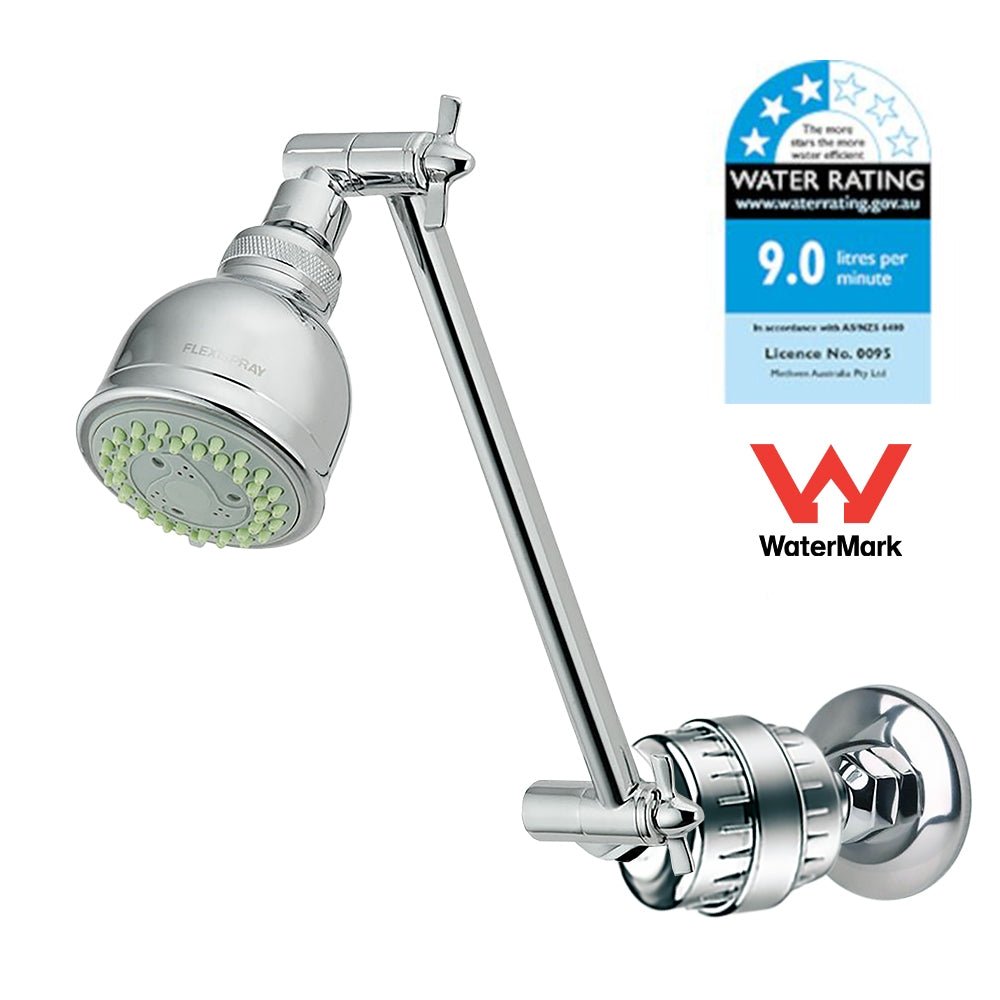Aqua Blue h20 Shower Water Filter & Rose Complete Package SF650ARM - B - WATER FILTER DISTRIBUTORS