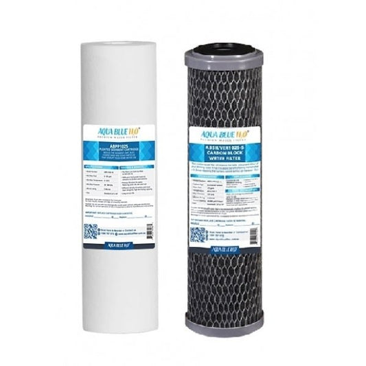Aqua Blue H20 Twin Caravan filter system cartridge set 1 Polyspun with Carbon block 10x2.5" - WATER FILTER DISTRIBUTORS