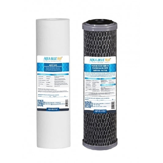 Aqua Blue H20 Twin Caravan filter system  cartridge set 1  Polyspun with Carbon block 10x2.5"