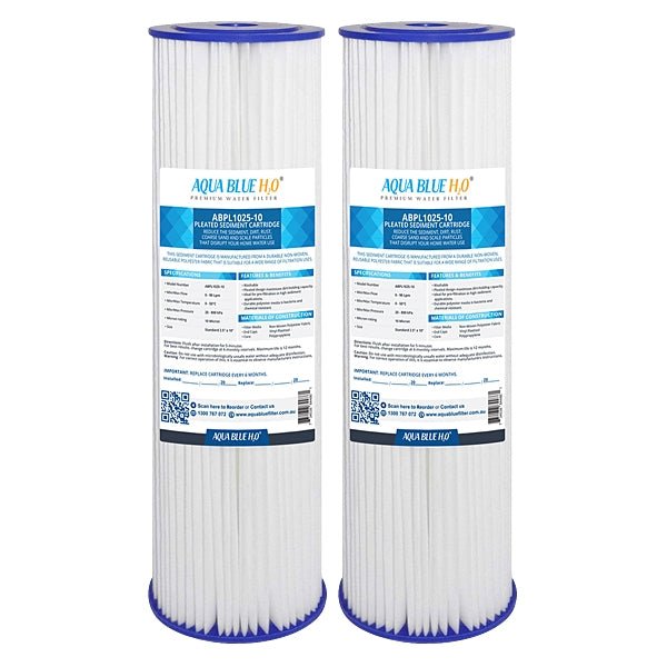 Aqua Blue H20 Washable Pleated Sediment Filter 10 x 2.5 5MIC - WATER FILTER DISTRIBUTORS