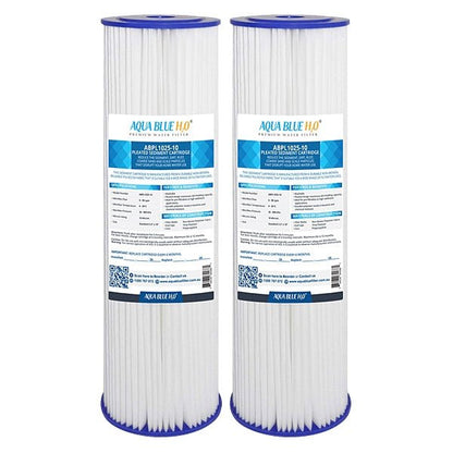 Aqua Blue H20 Washable Pleated Sediment Filter 10 x 2.5 5MIC - WATER FILTER DISTRIBUTORS
