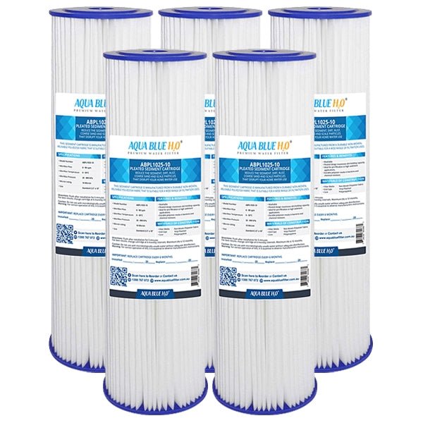 Aqua Blue H20 Washable Pleated Sediment Filter 10 x 2.5 5MIC - WATER FILTER DISTRIBUTORS