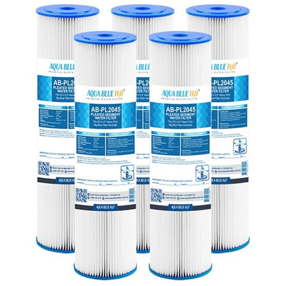 Aqua Blue H2O 20" x 4.5" Whole House Pleated Sediment Cartridge 5 Micron ABPL2045 - 5M - WATER FILTER DISTRIBUTORS
